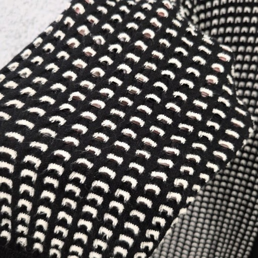 Talbots Open Knit Cardigan Black White 2X Sweater Plus Long Sleeve Button Up - Picture 4 of 11
